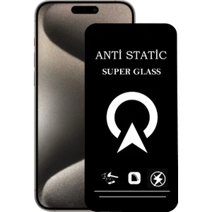 Kzy Apple iPhone 15 Pro Max ile Uyumlu Tam Kaplayan Anti Statik Çizilmez Safir Ekran Koruyucu Cam