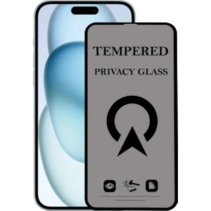 Kzy Apple iPhone 15 Plus ile Uyumlu Tam Kaplayan Privacy Hayalet Temperli Ekran Koruycu Cam