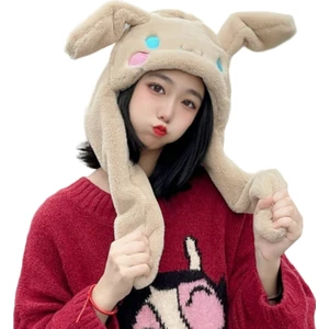 Hareketli Kulaklı Kadın Tavşan Peluş Şapka (Yurt Dışından)