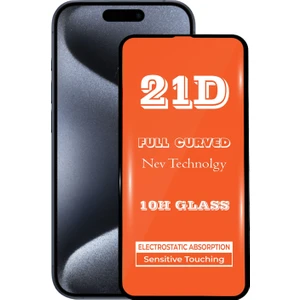 Kzy Apple iPhone 15 Pro ile Uyumlu Tam Kaplayan 21D Temperli Ekran Koruyucu Cam