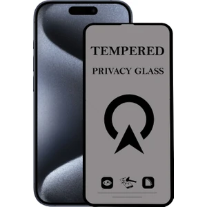 Kzy Apple iPhone 15 Pro ile Uyumlu Tam Kaplayan Privacy Hayalet Temperli Ekran Koruycu Cam