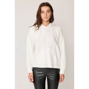 Omuz Dekolteli Kanguru Cep Kapüşonlu Sweatshirt