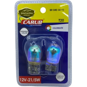 ŞüsCarOto Aksesuar Carub Diadem Ampul Krom Amber Park Sinyal Ampulü Gündüz Farı T20 WY21/5W 12V Turuncu Işık Colormatik 2'li Takım