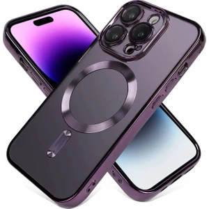 Apple iPhone 13 Pro Max Kılıf Kamera Lens Korumalı Magsafe Şarj Kilifi Şeffaf Renkli Yumuşak Kapak