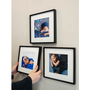 Yapışkanlı Sök-tak Paspartulu Siyah 21x21cm Kare Fotoğraf Çerçevesi - 3'lü Paket