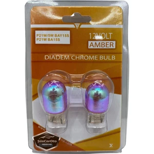 ŞüsCarOto Aksesuar Diadem Ampul Krom Amber Park Sinyal Ampulü Gündüz Farı T20 WY21/5W 12V Turuncu Işık Colormatik 2'li Takım
