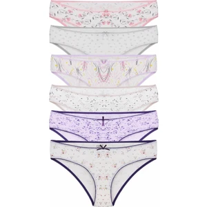 Kadın 6'lı Bikini Külot Karışık Renkli Çiçek Desenli