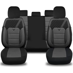 K1 - Fiat Fiorino ile Uyumlu Koltuk Kılıfı, Tam Takım/gri-Siyah