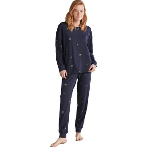 Kadın Comfort Mood Uzun Kollu Lacivert Pijama Takımı W621