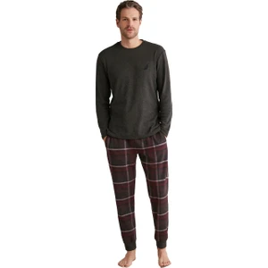 Erkek Ekoseli Pijama Uzun Kollu Antrasit Takımı M612