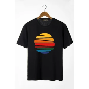 Terapi Men Erkek Siyah Güneş Baskılı Bisiklet Yaka Oversize T-Shirt 22Y-3400762-1