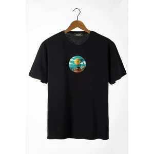 Terapi Men Unisex Siyah Bisiklet Yaka Önü Scooter Baskılı Oversize T-Shirt 22Y-3400762-67