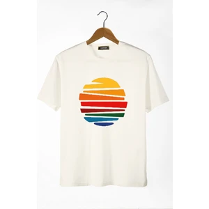 Terapi Men Erkek Ekru Güneş Baskılı Bisiklet Yaka Oversize T-Shirt 22Y-3400762-1