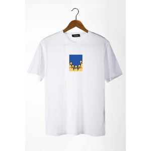 Terapi Men Unisex Beyaz Bisiklet Yaka Önü Ducks Baskılı Oversize T-Shirt 22Y-3400762-66