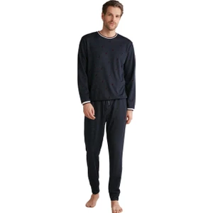 Erkek Lux Mood Uzun Kollu Lacivert Pijama Takımı