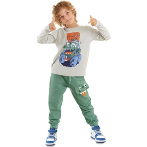 Canavar Kamyon Erkek Çocuk Gri T-Shirt Haki Pantolon Takım