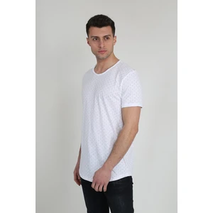 Terapi Men Erkek Bisiklet Yaka Nokta Desenli T-Shirt 21Y-3400747-01 Beyaz