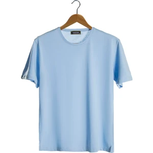 Terapi Men Erkek Açık Mavi Bisiklet Yaka Oversize Rahat Kalıp Basic T-Shirt 22Y-3400761-EK1