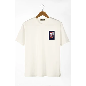 Terapi Men Erkek Ekru Önü No Regret Baskılı Bisiklet Yaka Oversize T-Shirt 22Y-3400762-56