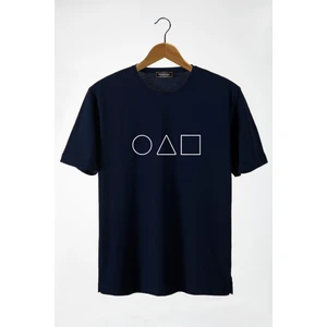 Terapi Men Erkek Lacivert Önü Squid Game Baskılı Bisiklet Yaka Oversize T-Shirt 22Y-3400762-57