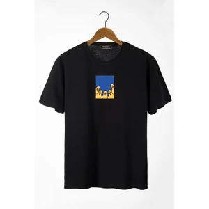 Terapi Men Unisex Siyah Bisiklet Yaka Önü Ducks Baskılı Oversize T-Shirt 22Y-3400762-66