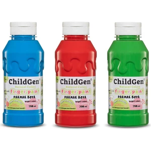 Childgen Süper Yıkanabilir 3'lü Parmak Boya Seti (Mavi-Yeşil-Kırmızı) (3X350ML)