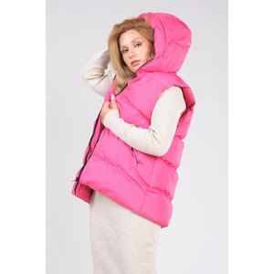 Giyim Dünyası Kadın Kapüşonlu Şişme Yelek Fuşya