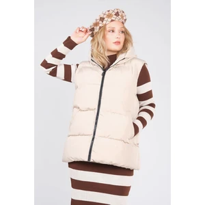 Giyim Dünyası Kadın Kapüşonlu Şişme Yelek Taş