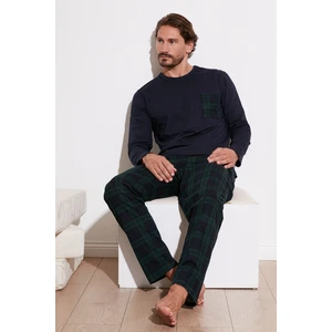 Ekoseli Cepli Beli Lastikli % 100 Pamuk Regular Fit Pijama Takımı Erkek Pijama Takımı 6572001