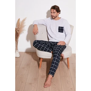 Ekoseli Cepli Beli Lastikli % 100 Pamuk Regular Fit Pijama Takımı Erkek Pijama Takımı 6572001