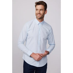 Slim Fit Pamuklu Kolay Ütü Mavi Erkek Gömlek