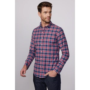 Slim Fit Kareli Pamuklu Kolay Ütü Erkek Gömlek