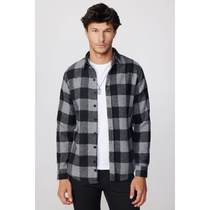 Slim Fit Dar Kesim Kareli Oduncu Erkek Gömlek