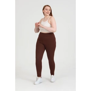 Kadın Büyük Beden Yüksek Bel Toparlayıcı Şardonlu Kışlık Tayt