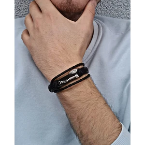 BSN Store Viking Balta Figürlü Tek Parça 3'ü Bir Arada Siyah El Yapımı Deri Bileklik