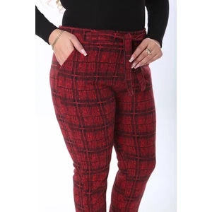 Kadınbüyük Beden Cepli Kuşaklı Jakarlı Pantolon