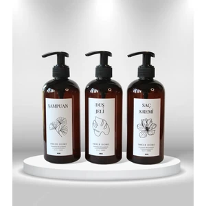 IMKER HOME Amber Kahverengi Pompalı Plastik Şampuan Duş Jeli Saç Kremi Şişesi 500 ml