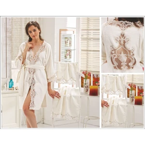 Elvira Home Elvira Paris Lüks Fransız Dantelli Balayı Bornozu