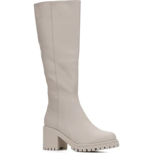 Günlük Kadın Dizaltı Çizme Kalın Yüksek Traktör Topuklu Kaymaz Taban Fermuarlı Rahat 2431