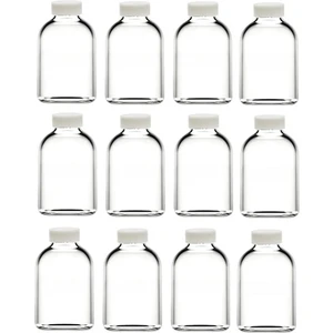 JUNİBELİW 12 Adet Cam Kavanoz Oda Kokusu Şişesi Küçük Vazo Kapaklı 50 ml