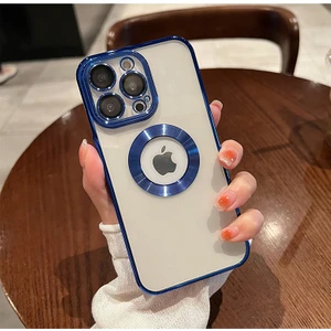 iPhone 15 Pro Max Kılıf Şık Logo Gösteren Tasarımlı Kamera Lens Korumalı Yumuşak Silikon Slot Case