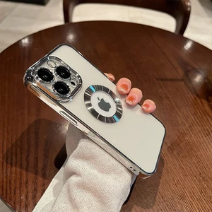 iPhone 15 Pro Max Kılıf Şık Logo Gösteren Tasarımlı Kamera Lens Korumalı Yumuşak Silikon Slot Case