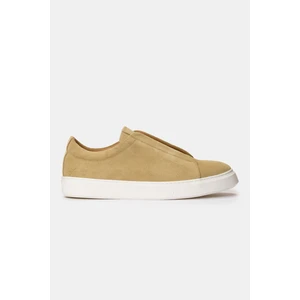 Erkek Bej Bağcıksız Süet Sneaker