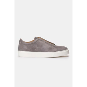 Erkek Gri Bağcıksız Süet Sneaker