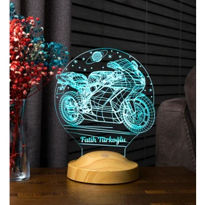 Sevgilambası Racing Motosiklet Motor Hayranlarına Hediye 3D Led Lamba, 3 Boyutlu Kişiye Özel Motor, Motogp Hediye