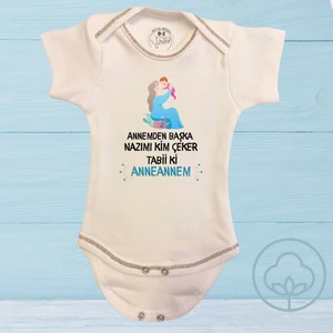 Anneanne Yazılı  Organik Pamuk Çıtçıtlı Bebek Body Zıbın