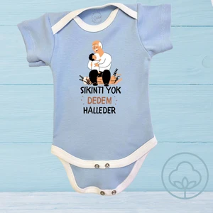 Sıkıntı Yok Dedem Halleder  Organik Pamuk Çıtçıtlı Kısa Kollu Bebek Body Zıbın
