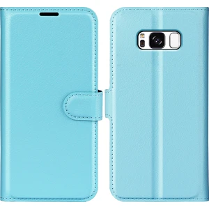 Seashell Digital Samsung Galaxy S8 Litchi Için Folio Flip Cüzdan Stand Tasarımı ile Deri Deri Stand Kılıfı - Bebek Mavisi (Yurt Dışından)