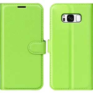 Seashell Digital Samsung Galaxy S8 Litchi Için Folio Flip Cüzdan Stand Tasarımı ile Deri Deri Stand Kılıfı - Yeşil (Yurt Dışından)