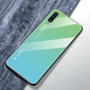 Seashell Digital Samsung Galaxy A70 - Mavi/yeşil Için Gradyan Renk Cam+Tpu Hibrit Kılıf (Yurt Dışından)